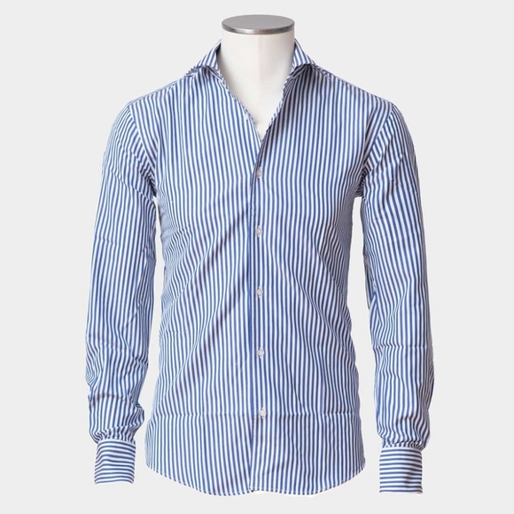 Pal Zileri Shirt Blue Stripe Dress Shirt Button-Up 40 15¼ - Picture 8 of 8